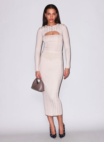 Tahini - Rib Maxi Skirt | Fleur du Mal
