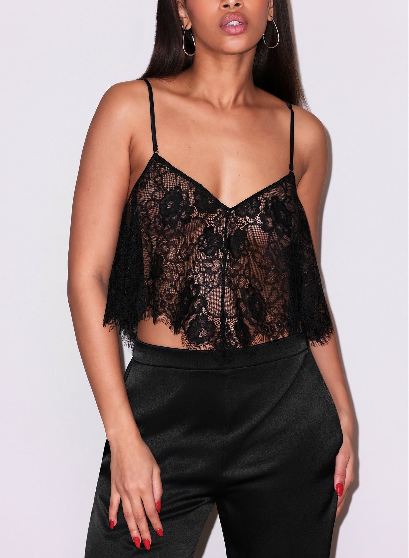 Juliet lace flutter cami in black-fleur du mal