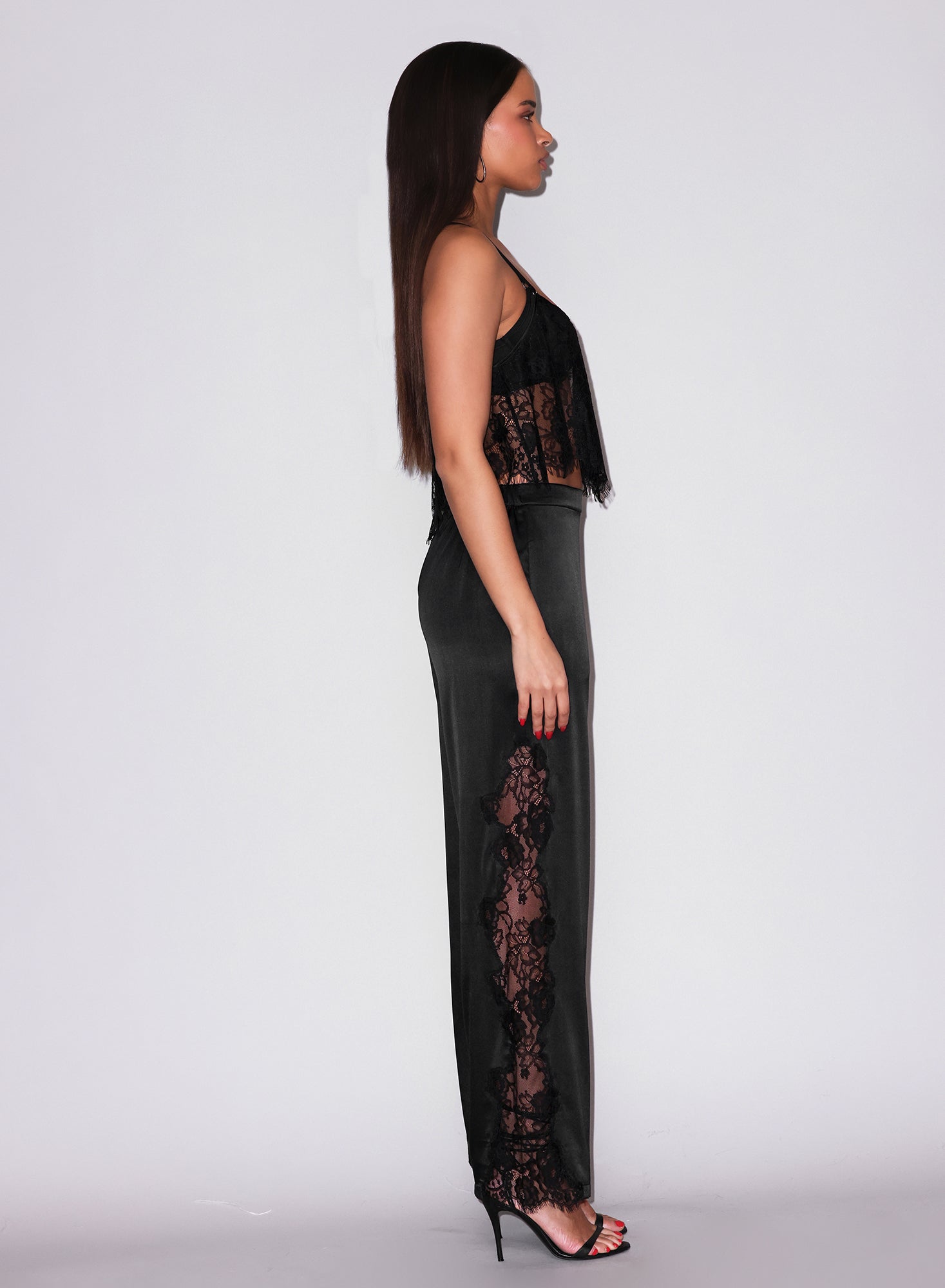 Juliet lace flutter cami in black-fleur du mal