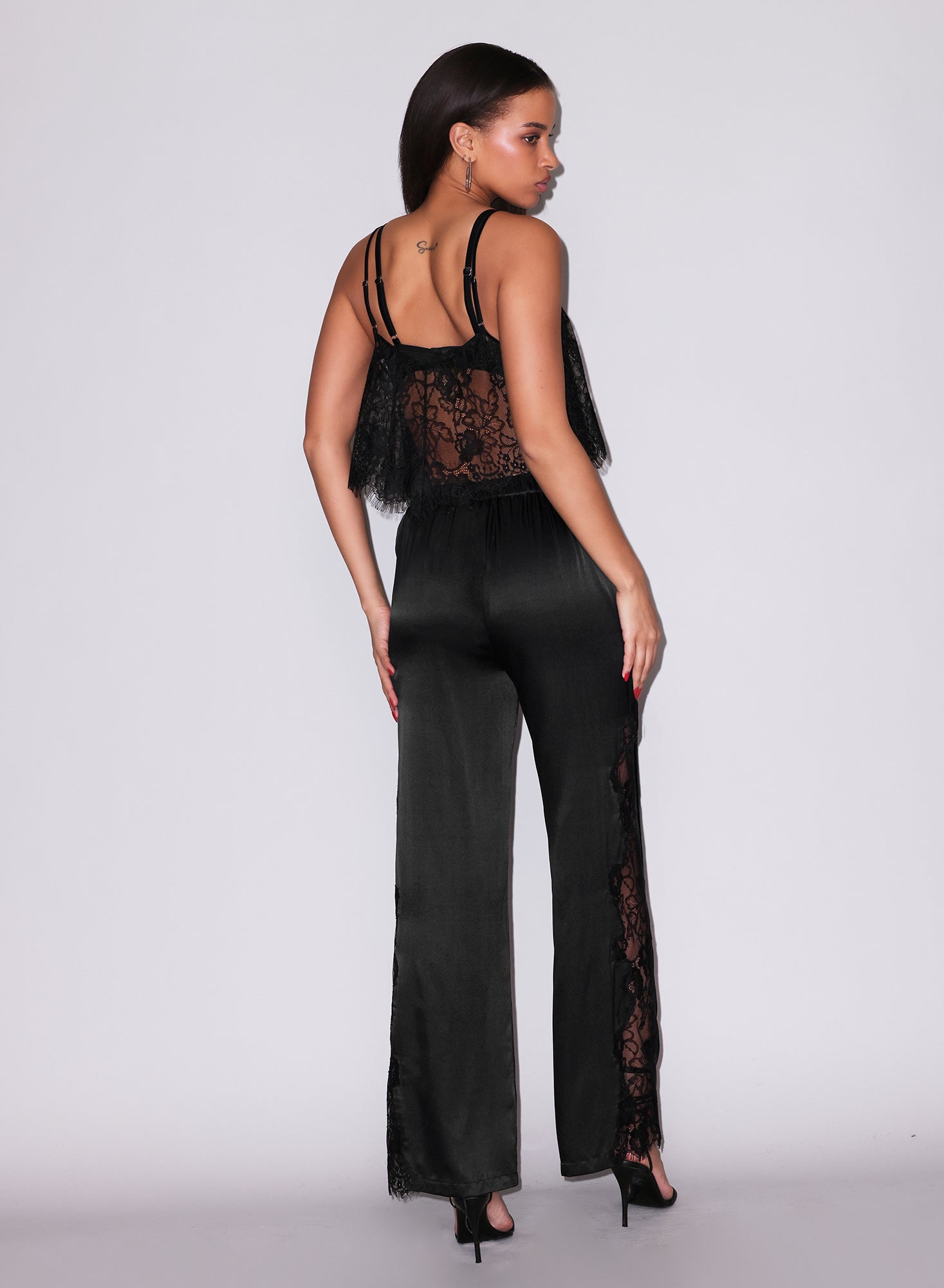 Juliet lace flutter cami in black-fleur du mal