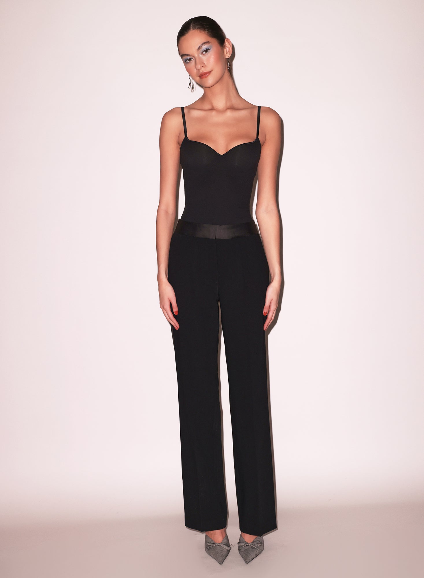 Jersey Built-In Bra Cami in black- fleur du mal-flat