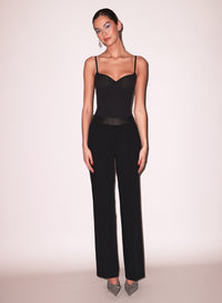 Jersey Built-In Bra Cami in black- fleur du mal-flat