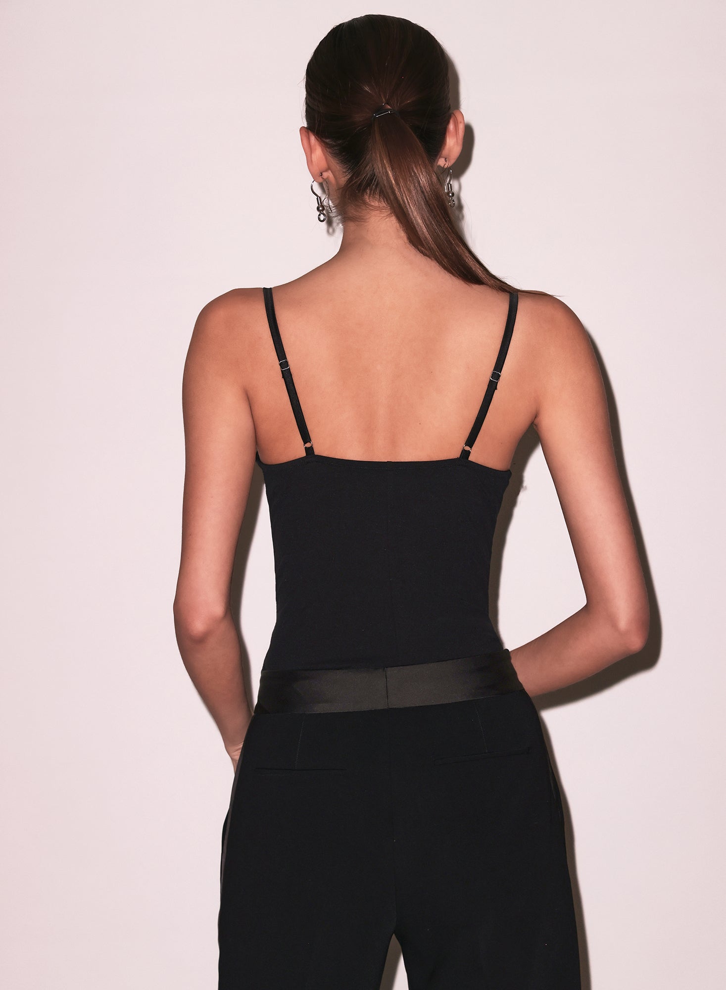 Jersey Built-In Bra Cami in black- fleur du mal