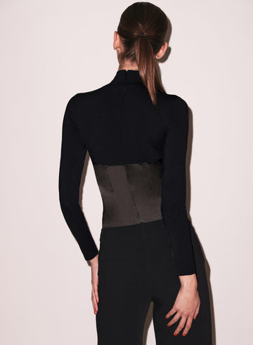 Black - Mock Neck Long Sleeve Bodysuit | Fleur du Mal