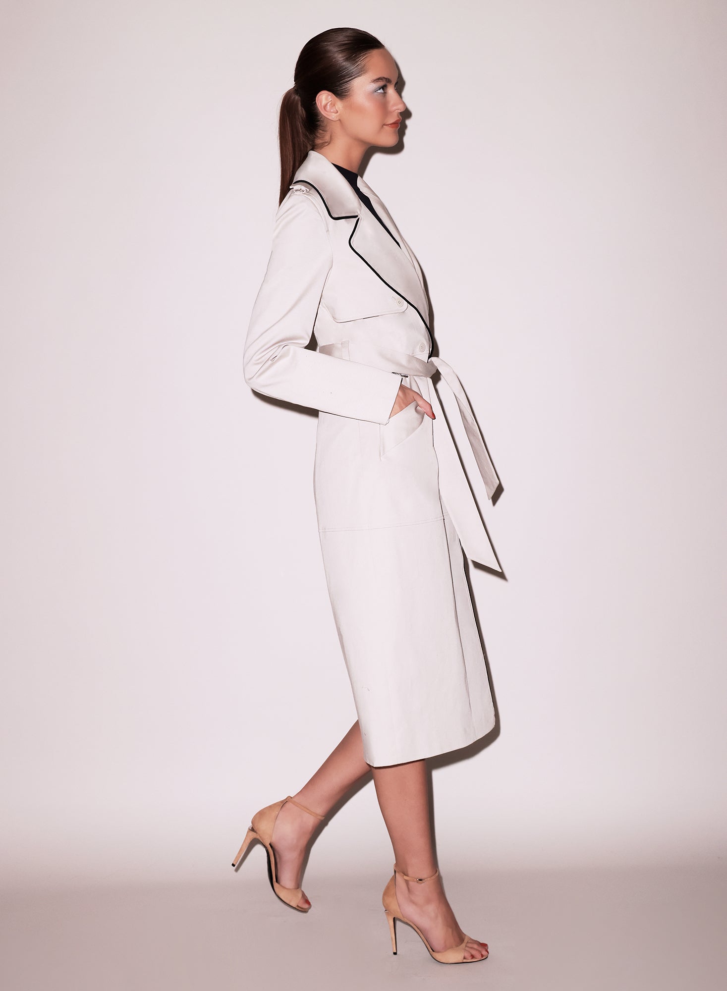 Twill Trench Coat side view