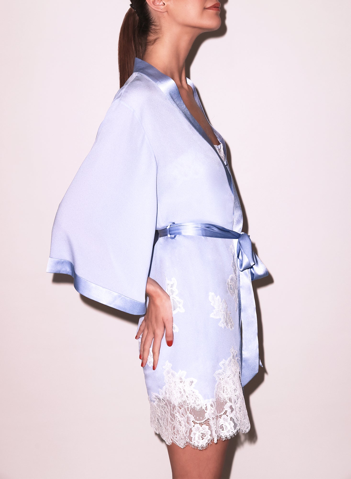 Juliet Lace Robe in light blue