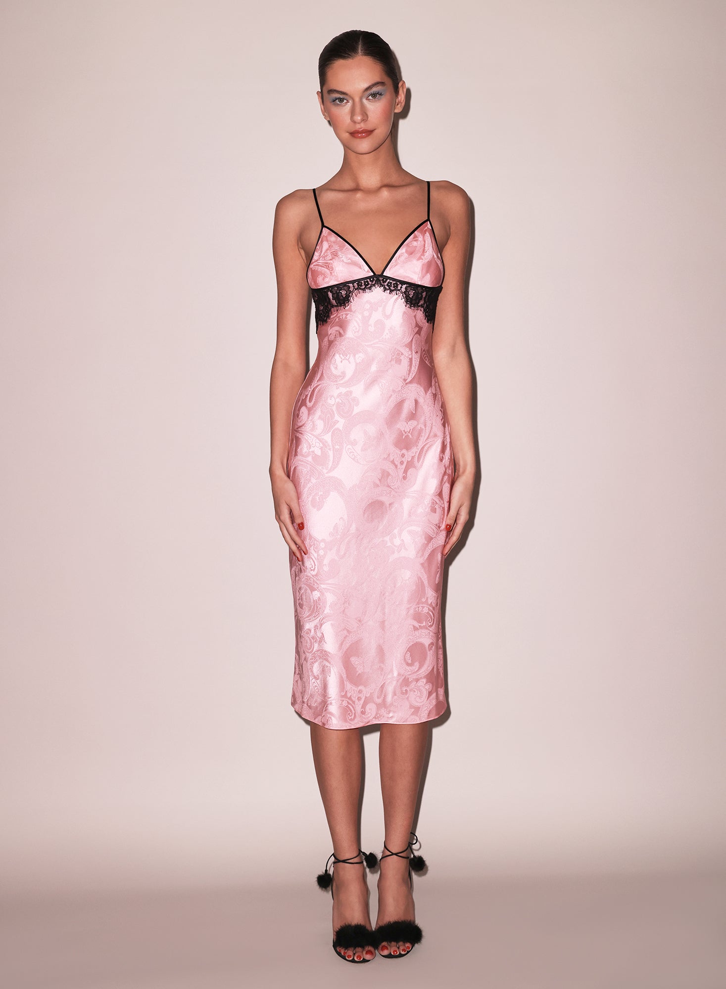 Butterfly Jacquard Slip Dress