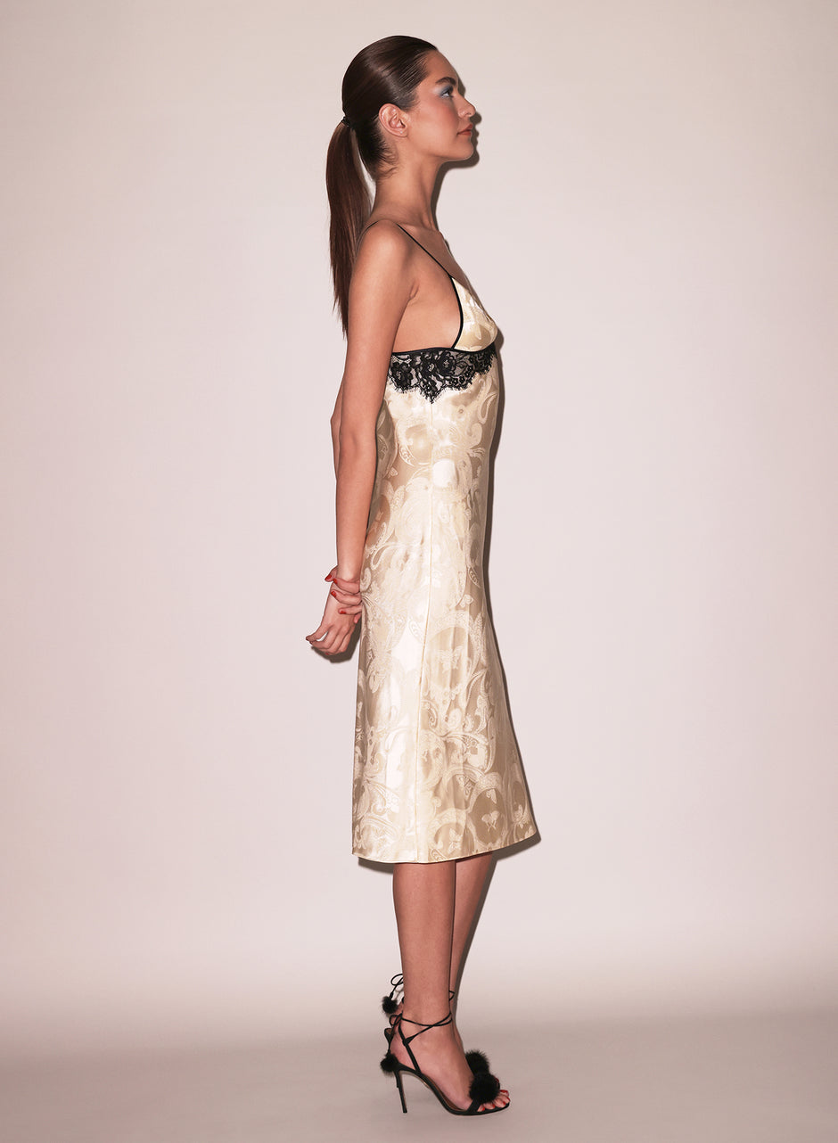 Buttercup paisley jacquard - Paisley Jacquard Slip Dress | Fleur du Mal