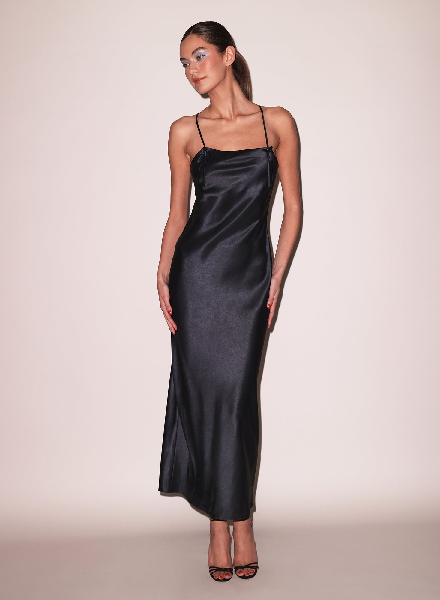 Fleur du Mal | Open Back Maxi Slip Dress | Black