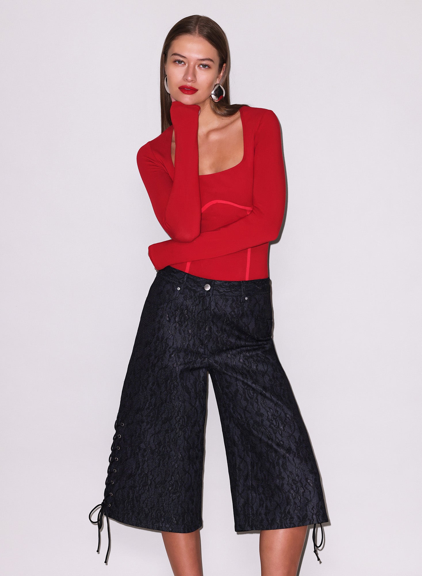 Lace Denim Culotte-Fleur du Mal