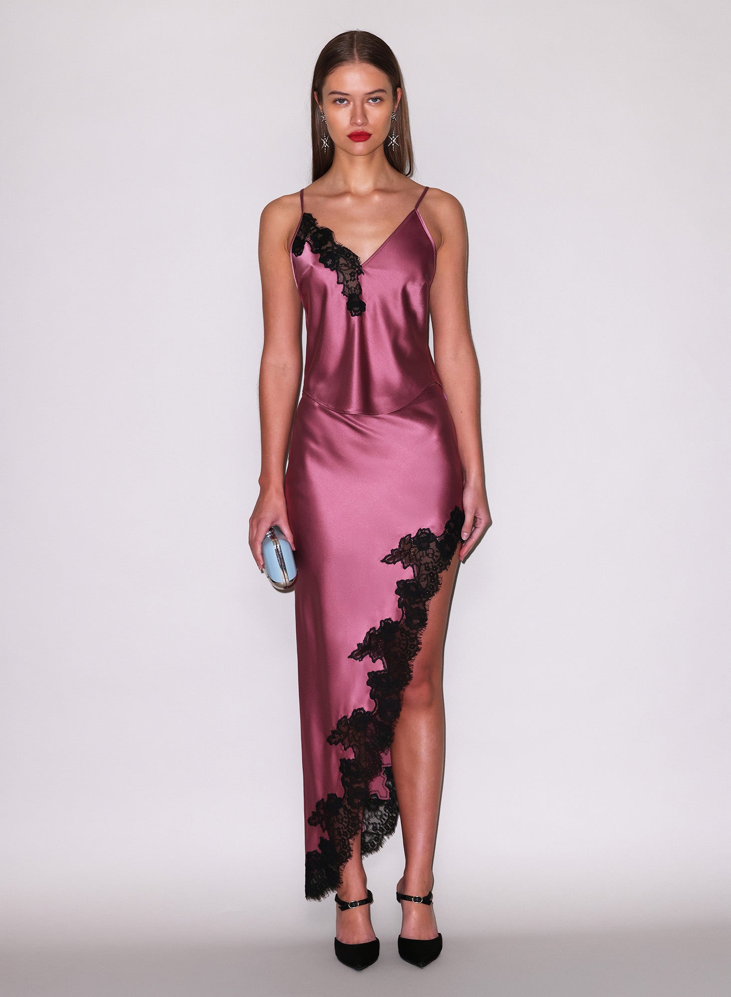 Juliet Lace Asymmetrical Skirt-Pink Truffle-Fleur du Mal