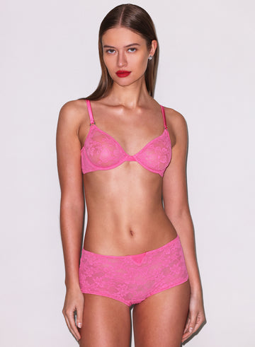 Floral pink - Le Stretch Lace Boyshort | Fleur du Mal