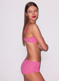 Le Stretch Lace Boyshort-Floral Pink- Fleur du Mal - side