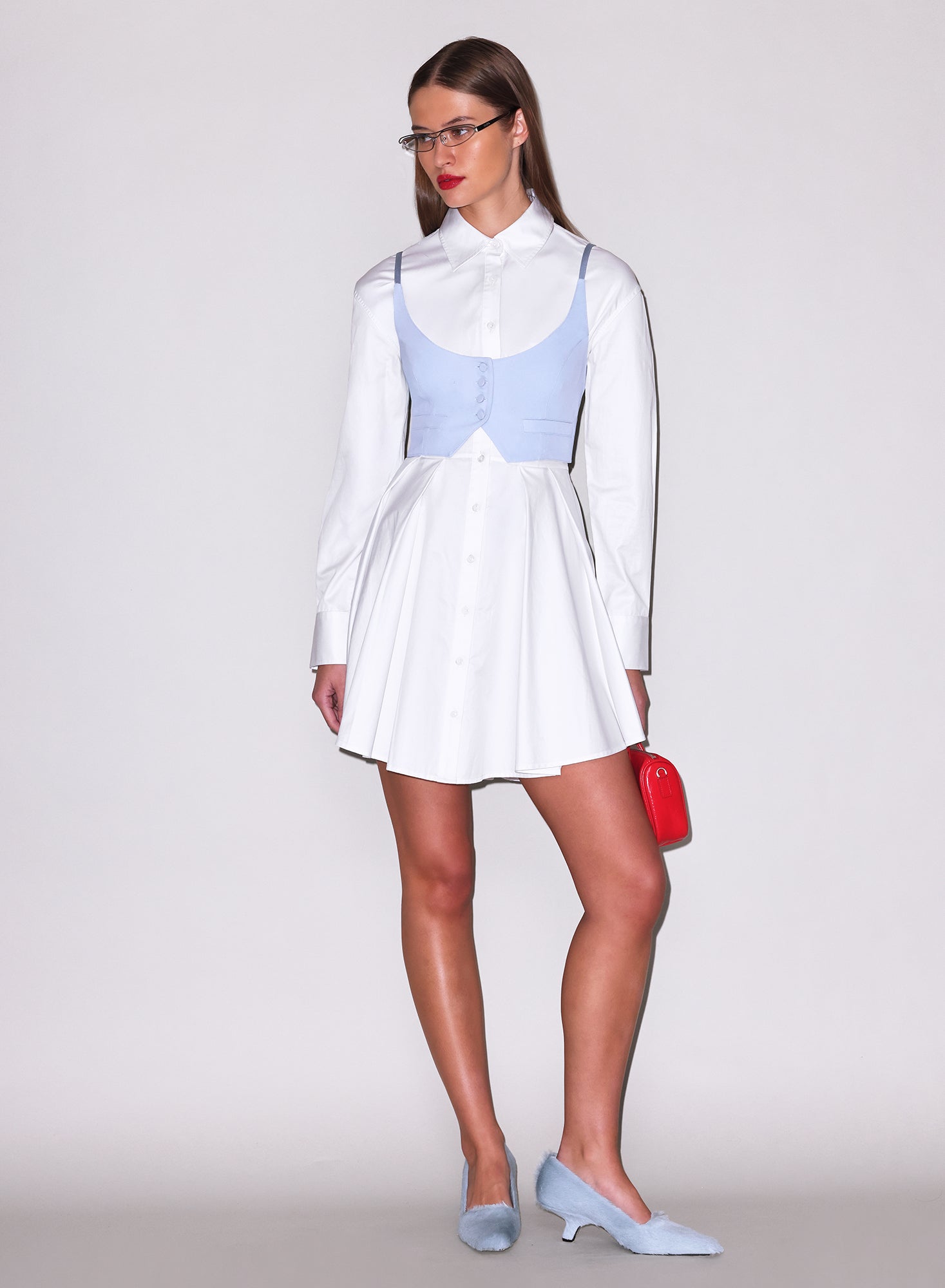 Tuxedo Cropped Vest- Blue-Fleur du Mal