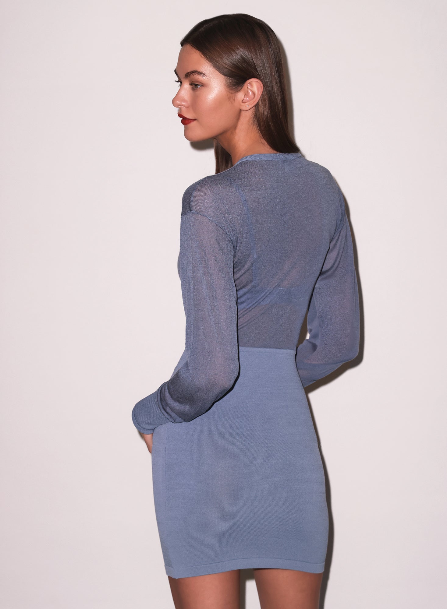 Kate Mini Dress in charcoal blue