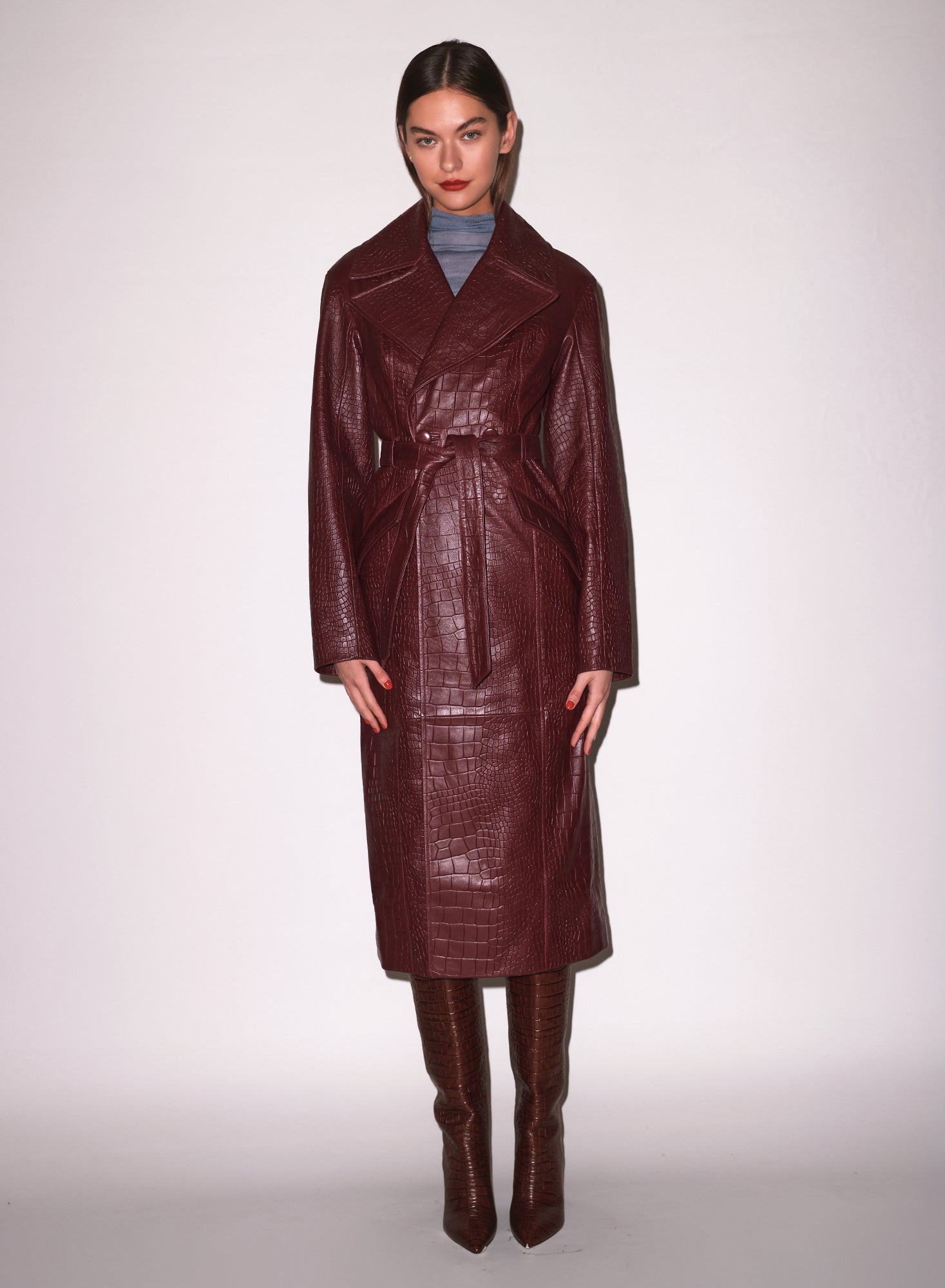 Croc leather tench coat