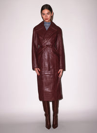 Croc leather tench coat