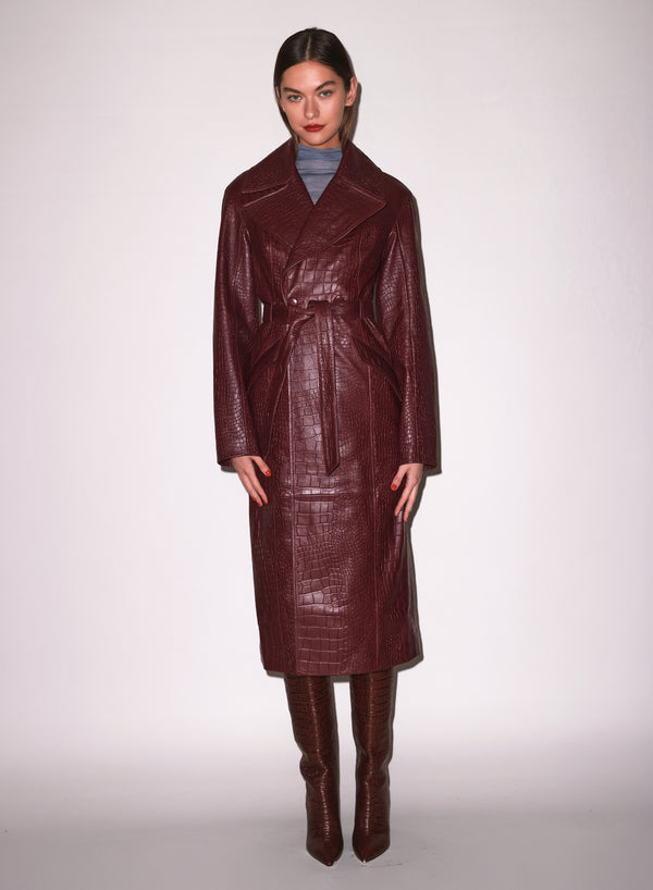Auburn - Croc Leather Trench | Fleur du Mal