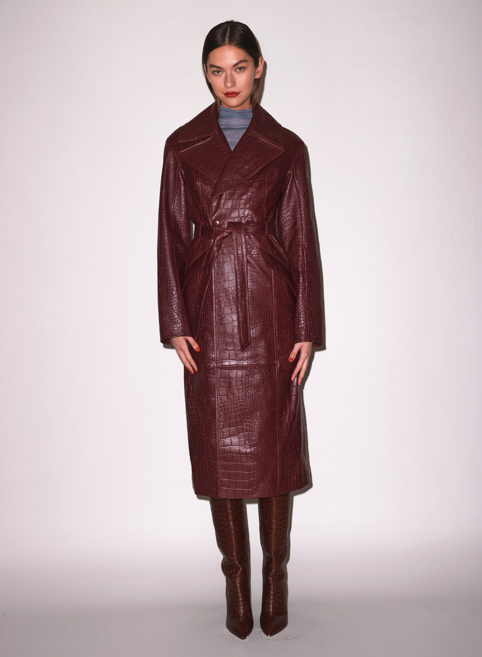 Auburn - Croc Leather Trench | Fleur du Mal