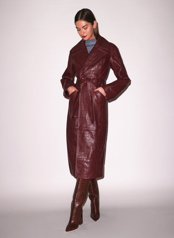 Auburn - Croc Leather Trench | Fleur du Mal
