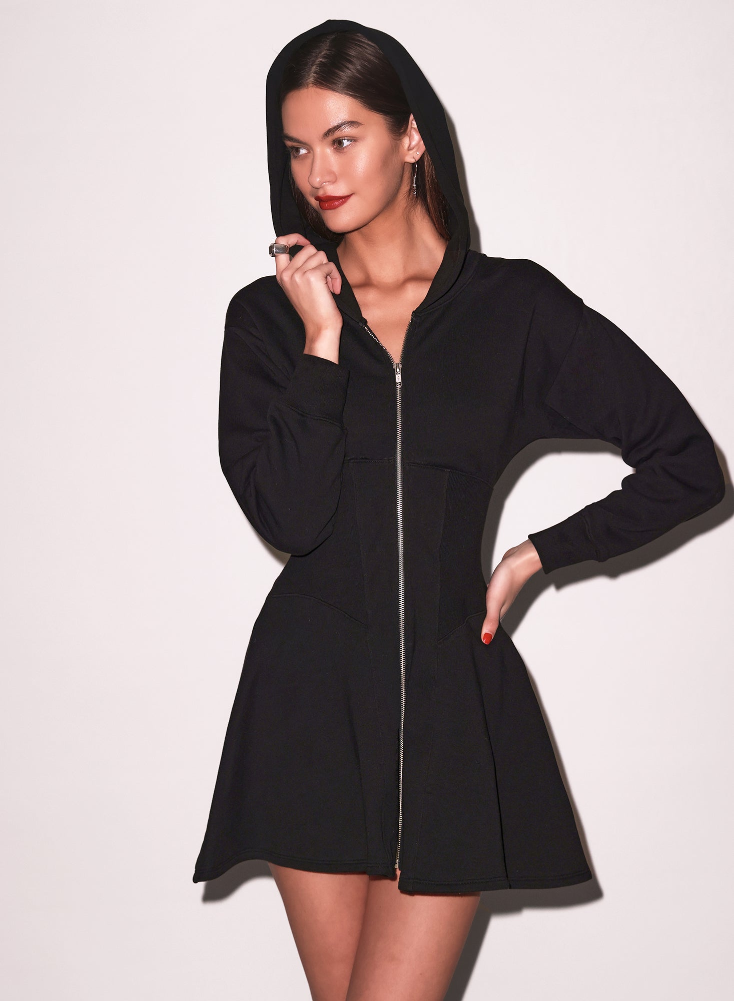 Black Unzip Me Hoodie Dress | Fleur du Mal