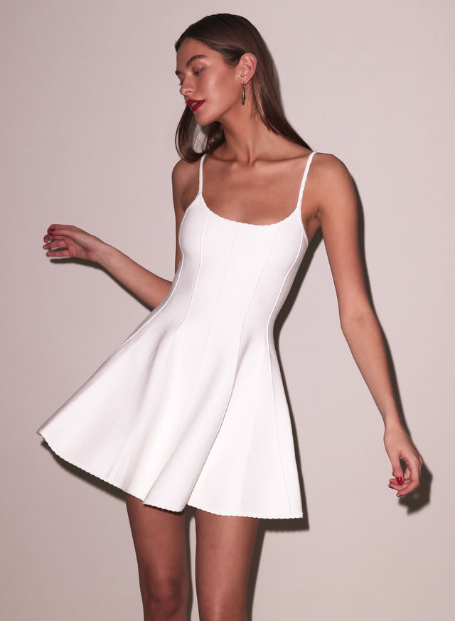 Flared corset dress in ivory