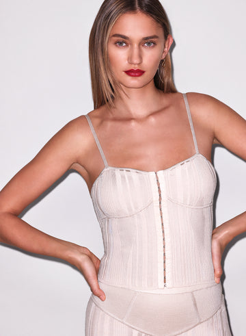 Hook-Up Rib Cami in beige- fleur du mal-flat