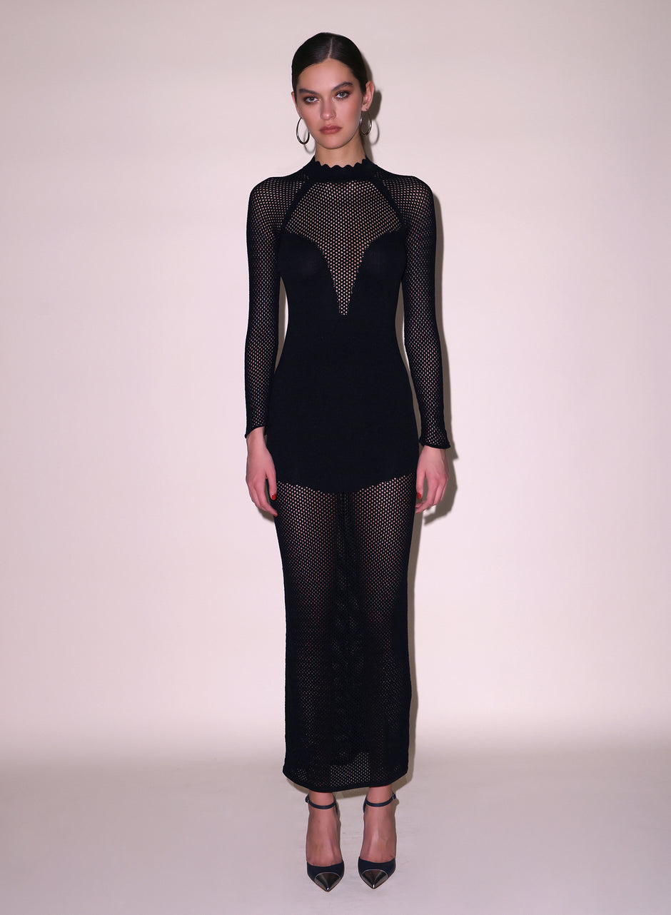 black scalloped dress Black Scalloped Midi Shop Nineteen Boutique