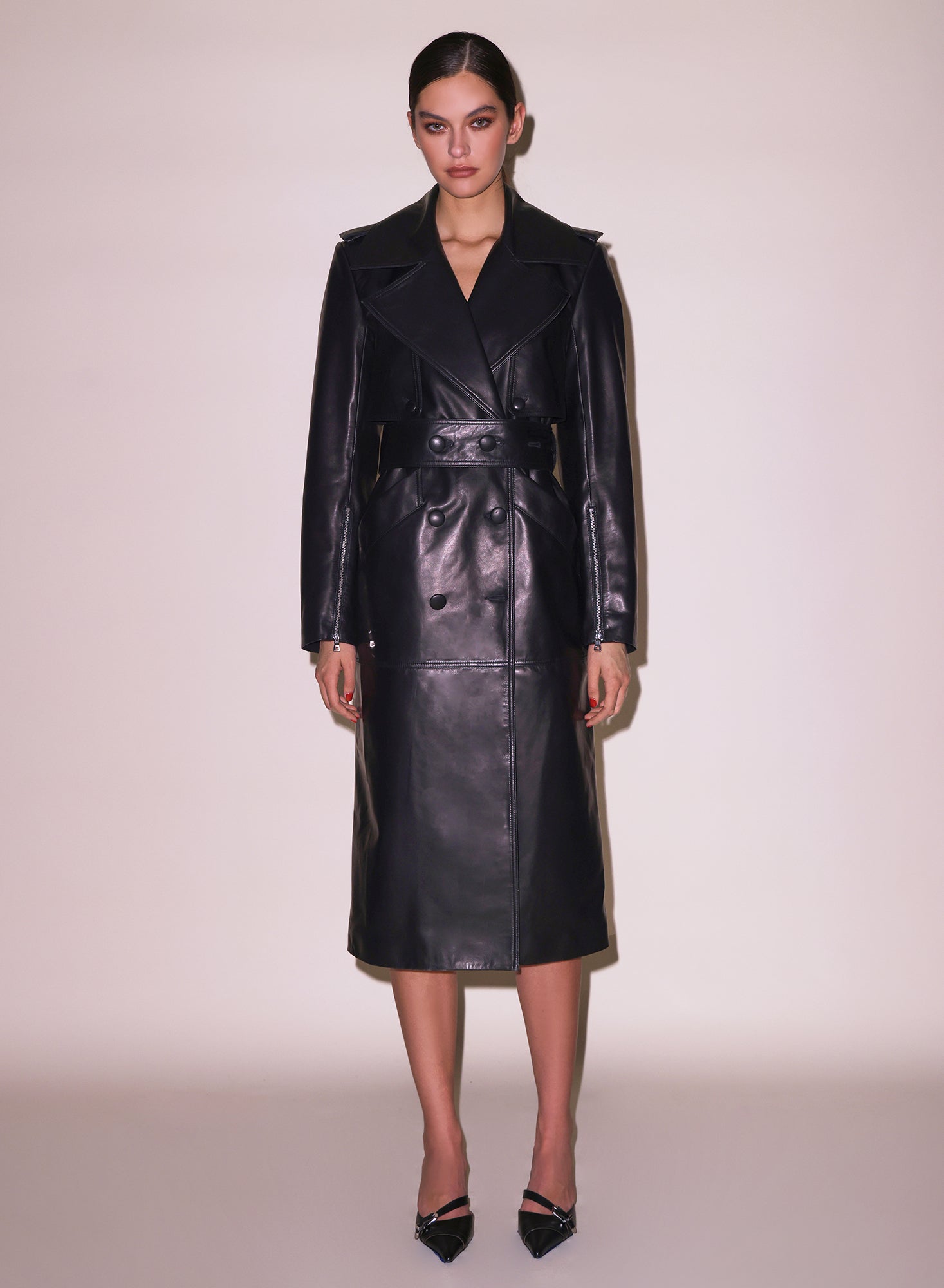 Moto Leather Trench Coat in black0-fleur du mal 