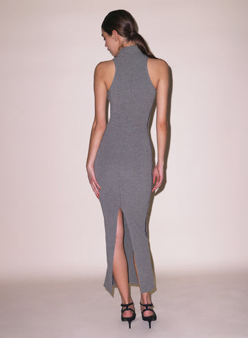 Heather grey - Rib Racer Maxi Dress | Fleur du Mal