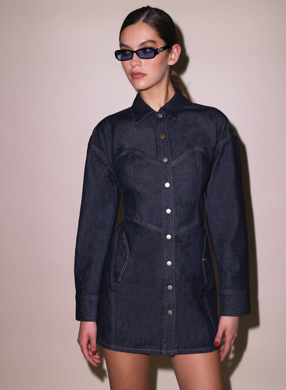 Indigo denim - Denim Shirt Dress | Fleur du Mal