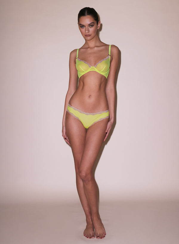 Sheer Tulle Bikini-neon lemon | Fleur du Mal