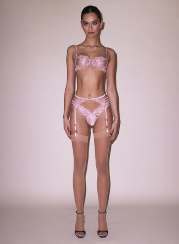 Rose pink - Rose Logo Embroidery Thong | Fleur du Mal