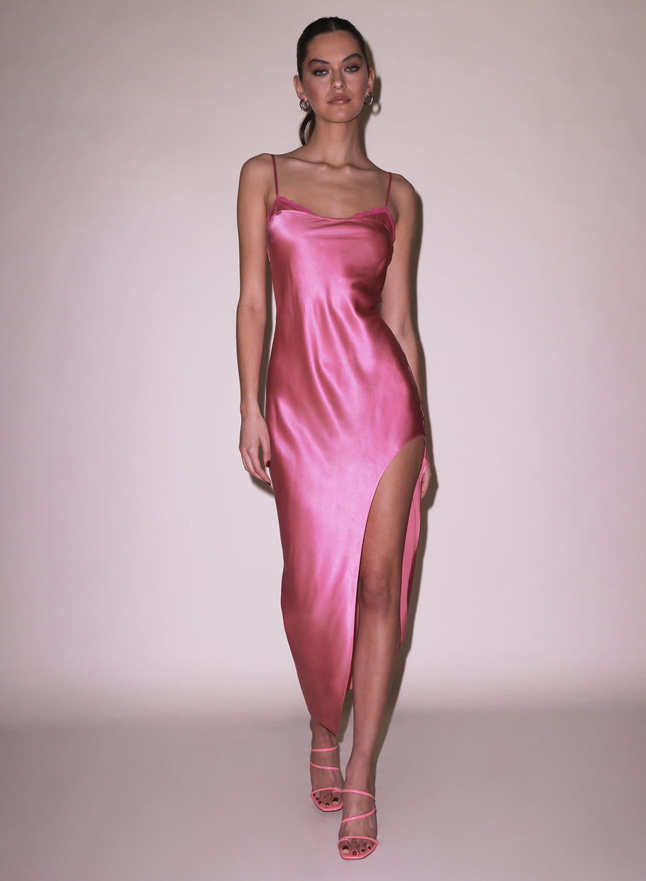 Pink cadillac - High Slit Slip with Lace Trim | Fleur du Mal