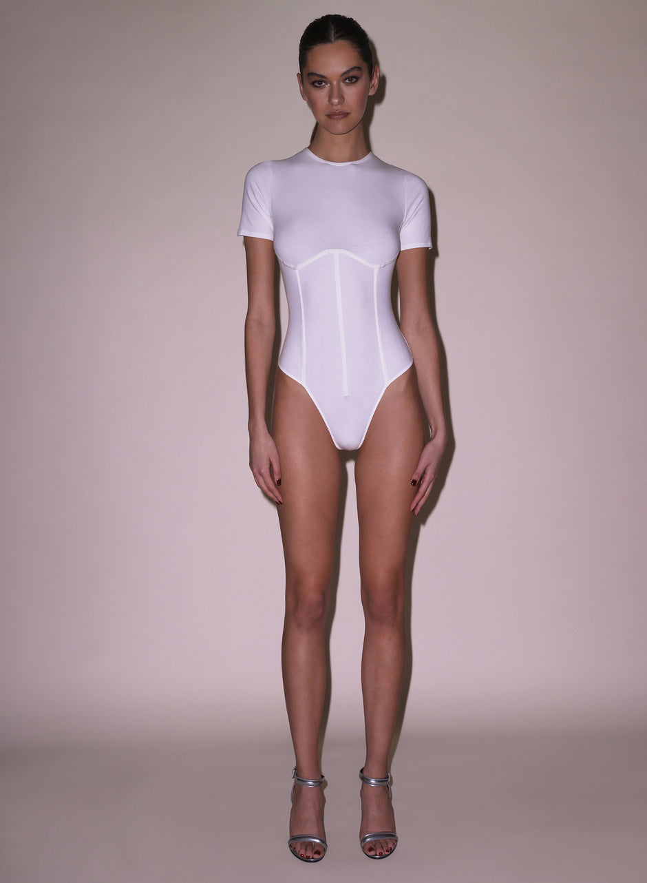 Ivory - Organic Cotton T-Shirt Bodysuit | Fleur du Mal