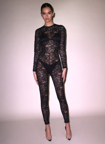 Black - Lace Catsuit | Fleur du Mal