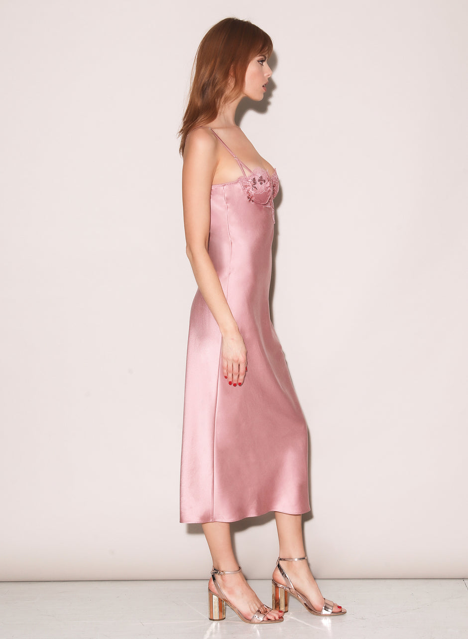 Rose gold - Sequin Violet Embroidery Slip Dress | Fleur du Mal