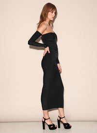 Jersey Ruched Midi Dress