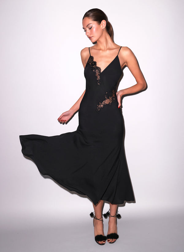 Black Juliet Lace Maxi Dress