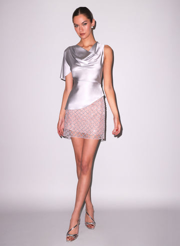 Silver - Embellished Mini Skirt | Fleur du Mal