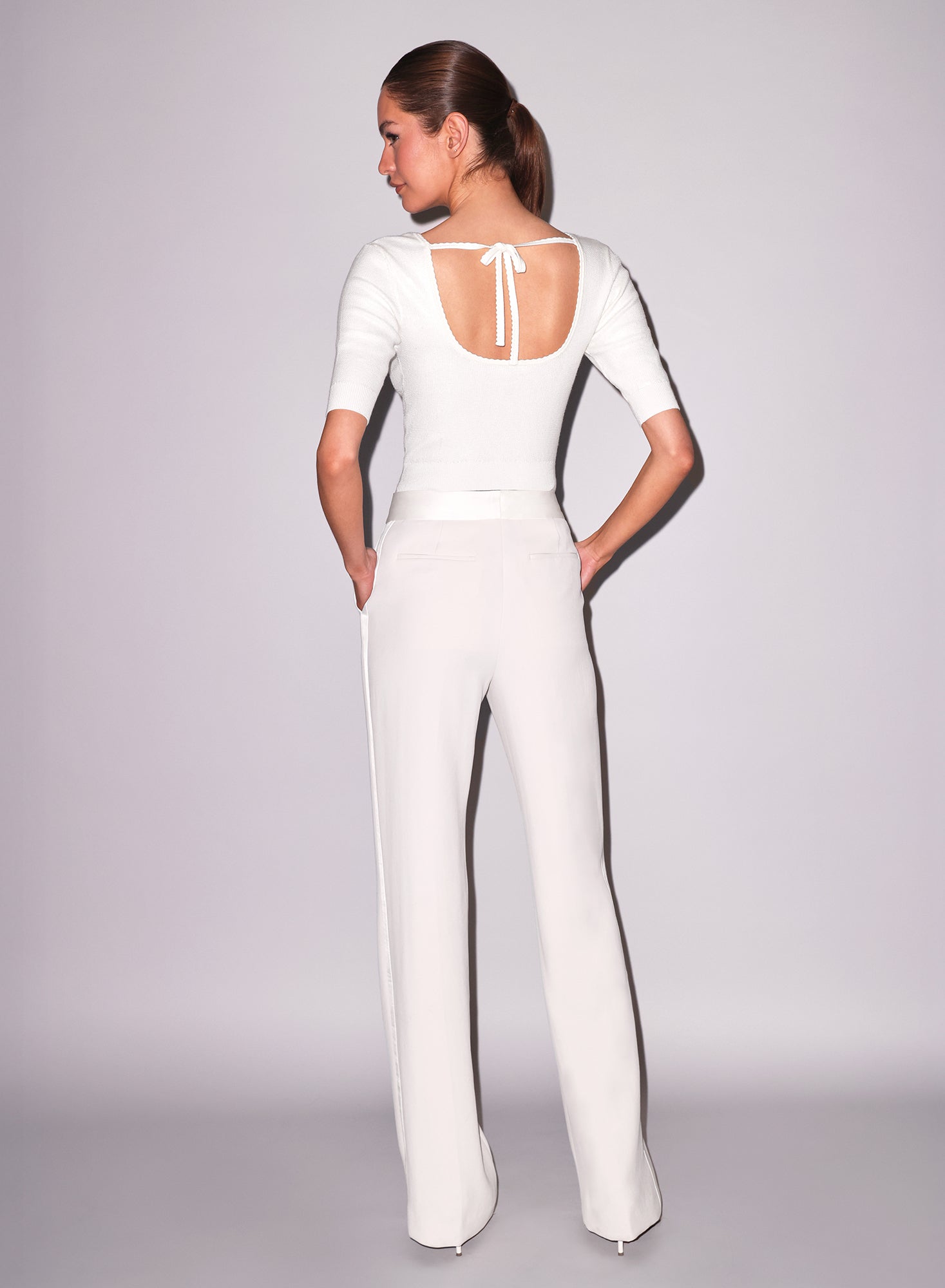 Sequin Knit Top & Tux Pant  Ivory- Fleur du Mal