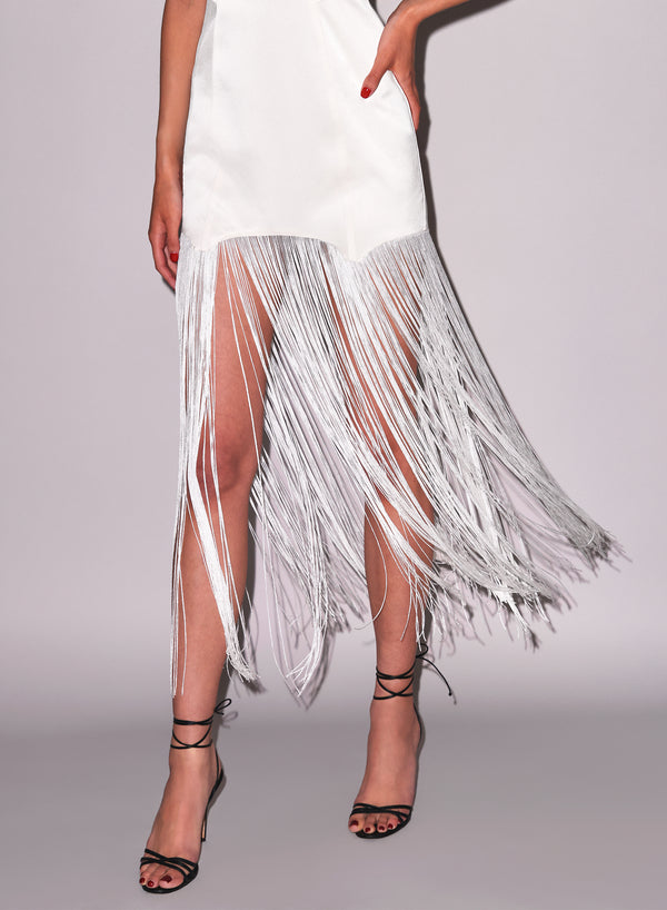 Vanilla Fringe Maxi Dress