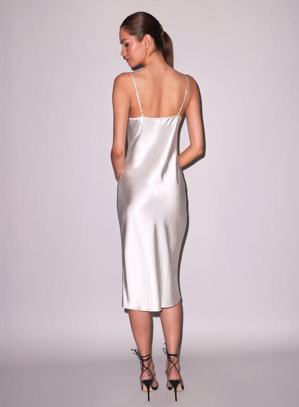White Cowl Neck Slip Dress Fleur du Mal - Main Image
