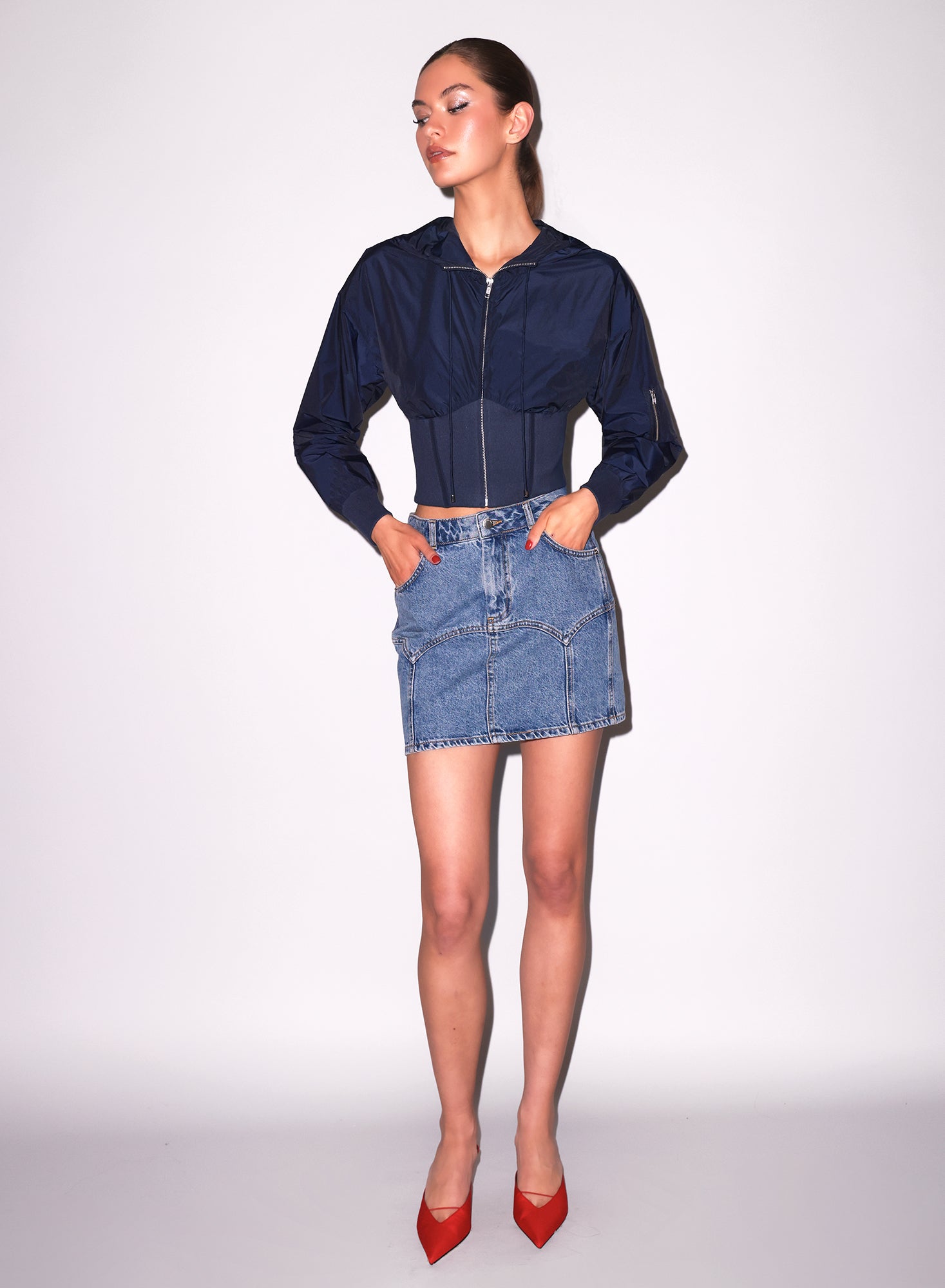 Nylon Trackstar Jacket with corset details