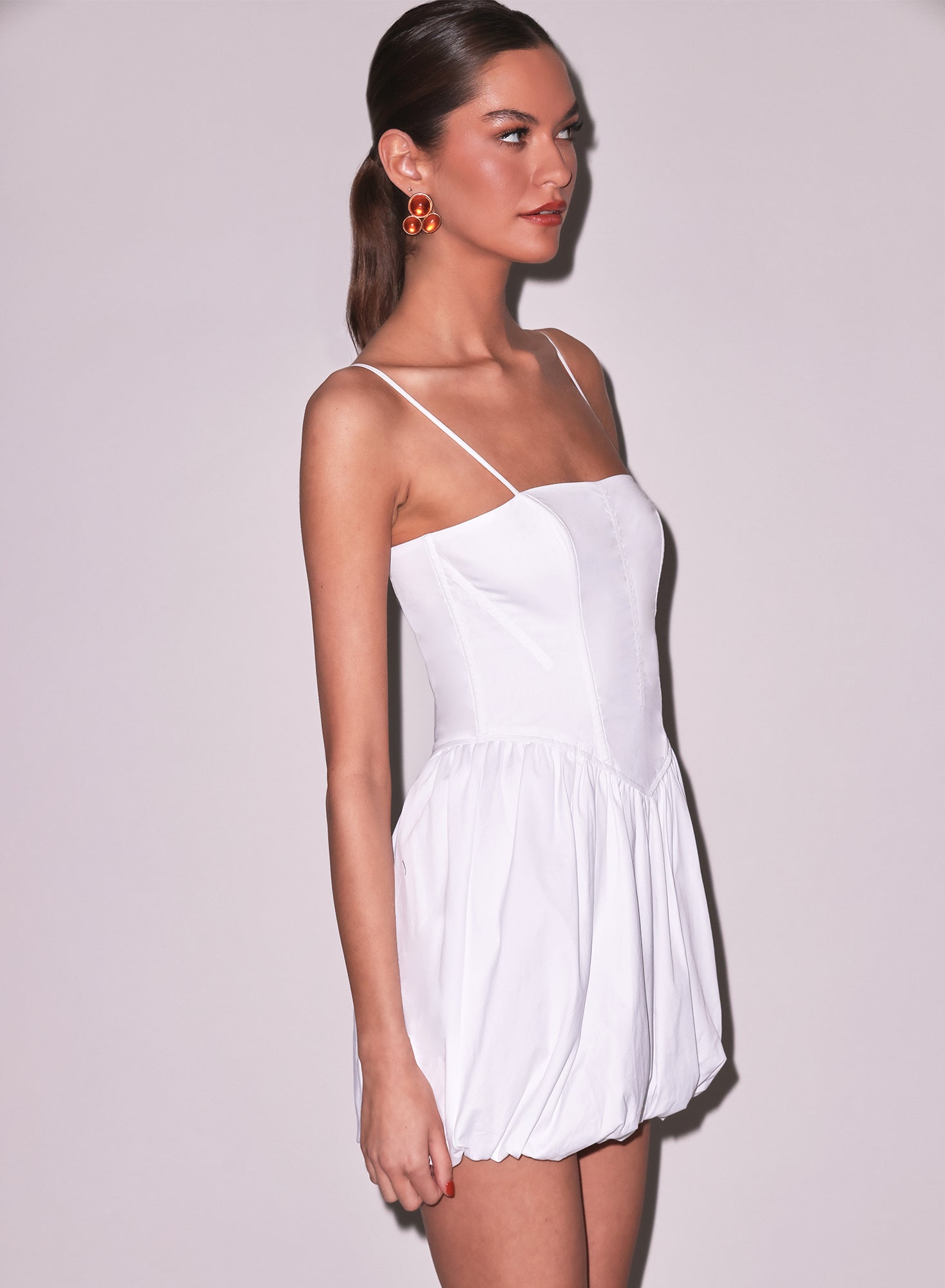 Poplin Bubble Dress in ivory