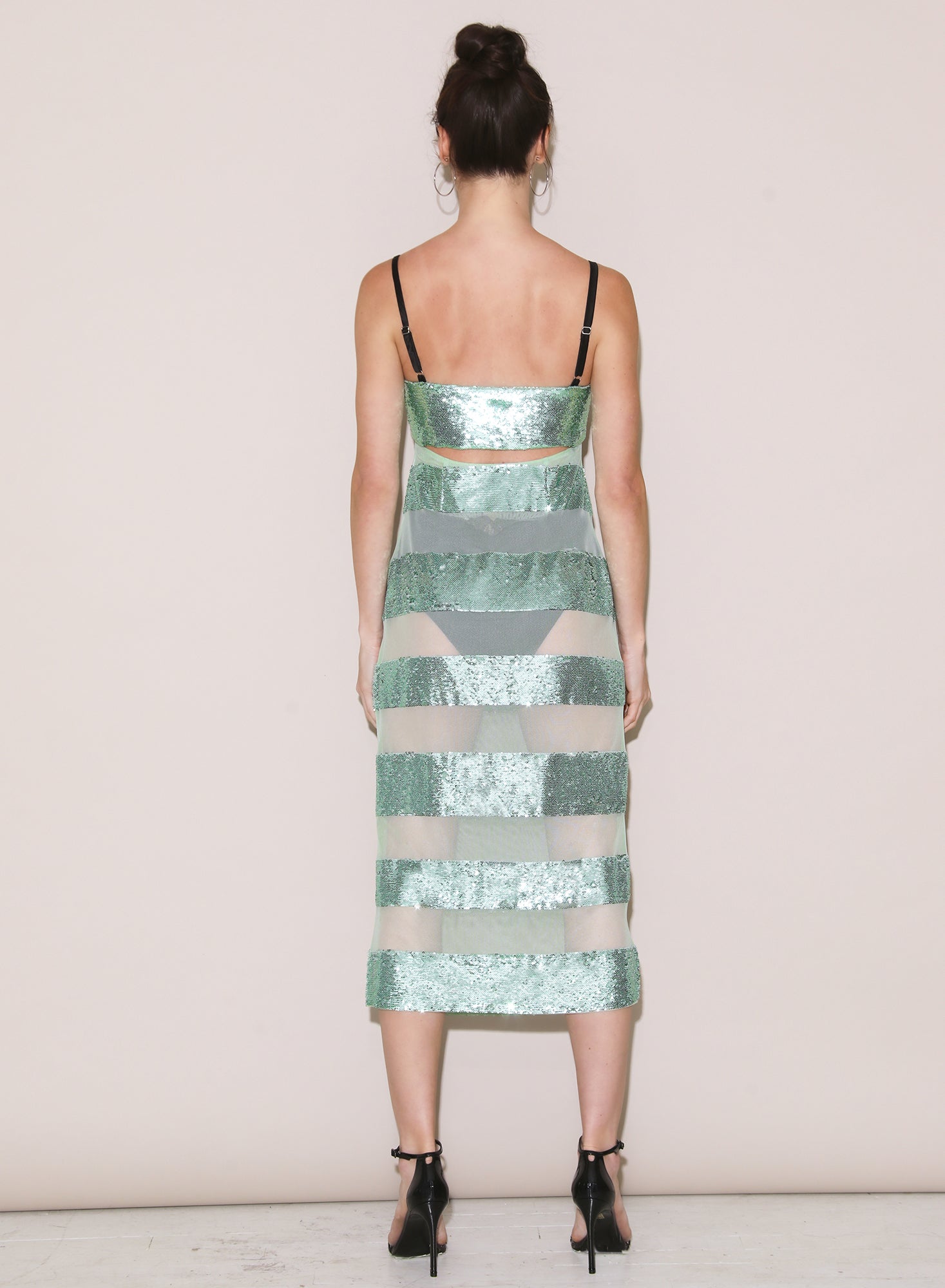 Sequin Stripe Midi Dress