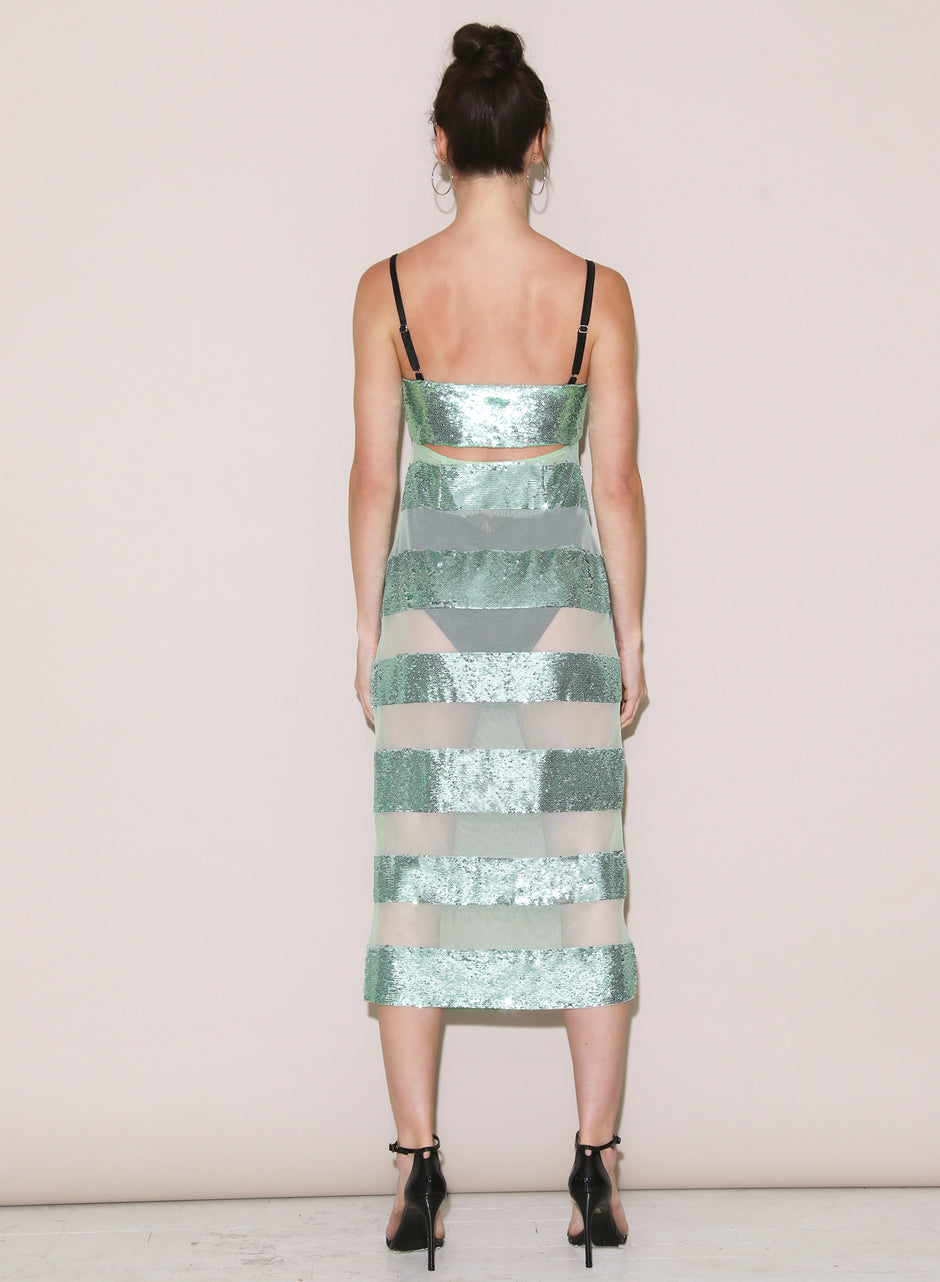 Jade sequin stripe - Sequin Stripe Midi Dress | Fleur du Mal