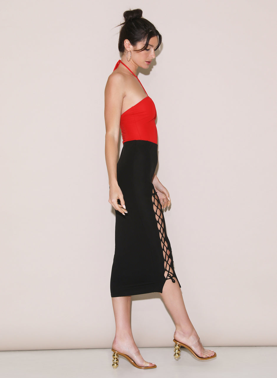 Black - Jersey Lace Up Skirt | Fleur du Mal