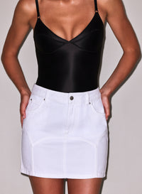 Denim Garter Skirt- white- Fleur du Mal