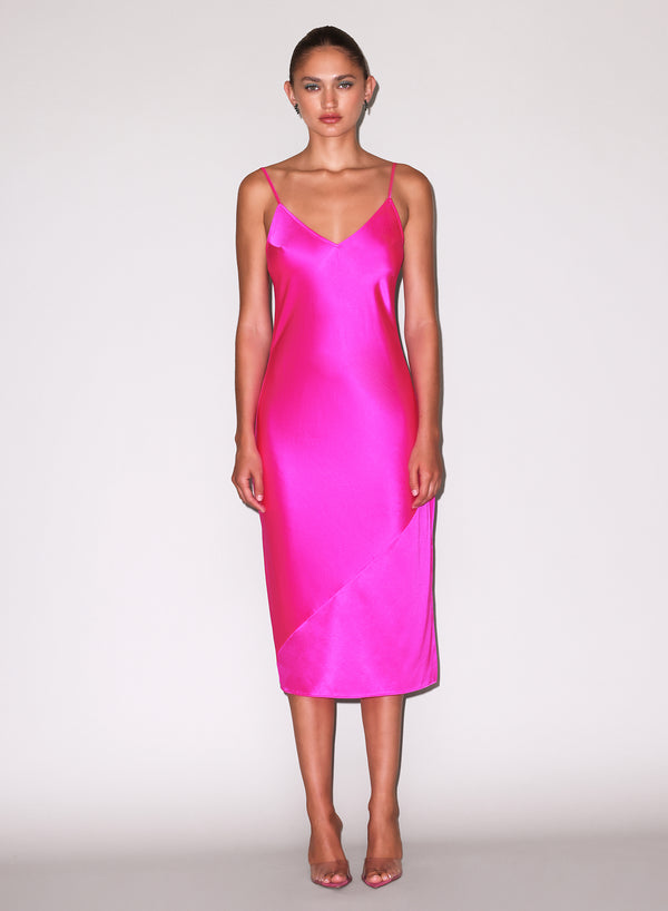 Fleur du Mal | Silk V Slip Dress | Wild Pink